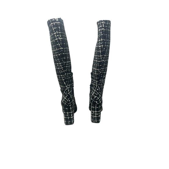 NWOB Steve Madden Ally-C Cap Toe Tall Boots In Black & White Size 8 M - Picture 8 of 10